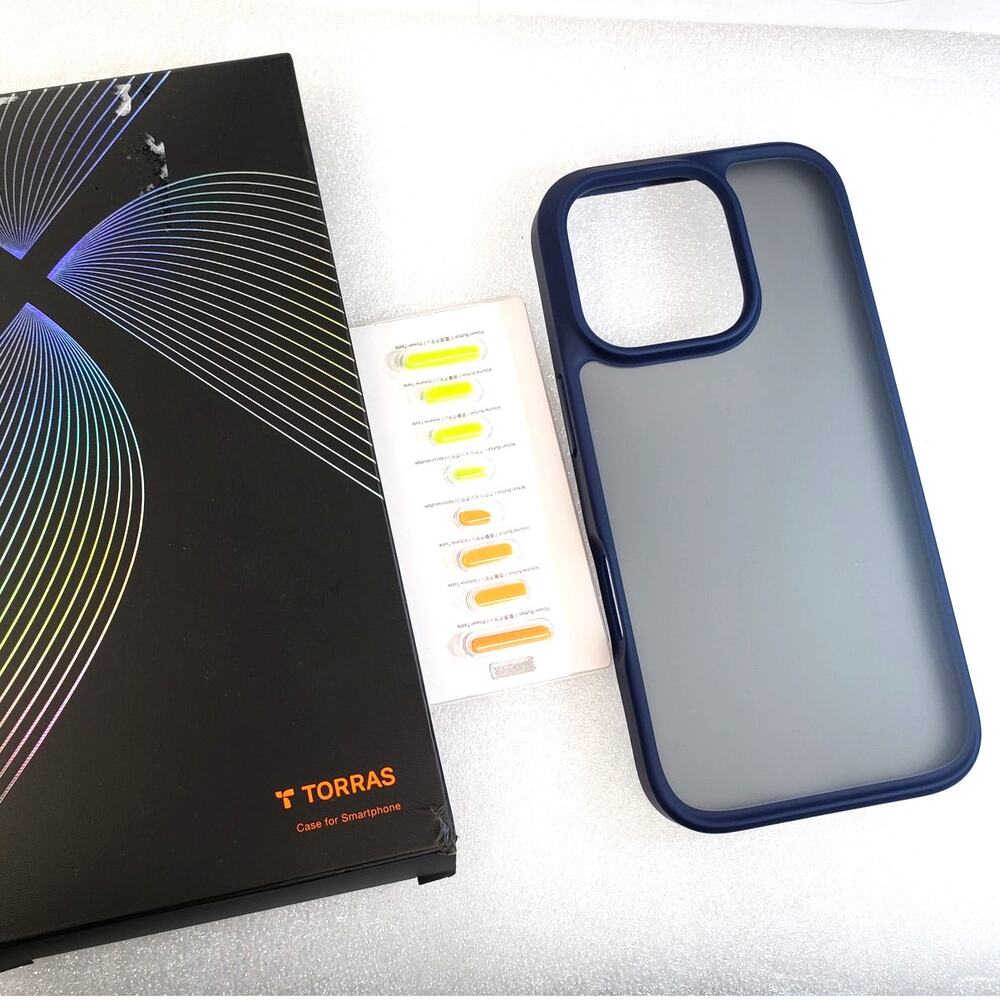 TORRAS for iPhone 16 Pro Case, with button swap. Shockproof. Navy Blue